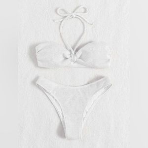 Shein white halter swim suit